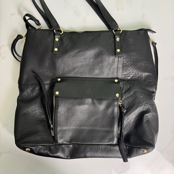 Kooba Handbags - Kooba Everette Large Black Pebbled Leather Tote Shoulder Bag Purse Handbag Tote